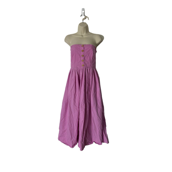 Free People We The Free Lilah Midi Dress Large Hi Low Smocked Pink Purple Boho - Picture 3 of 11